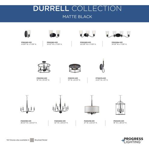 Durrell 3 Light 16 inch Matte Black Semi-Flush Mount Convertible Ceiling Light